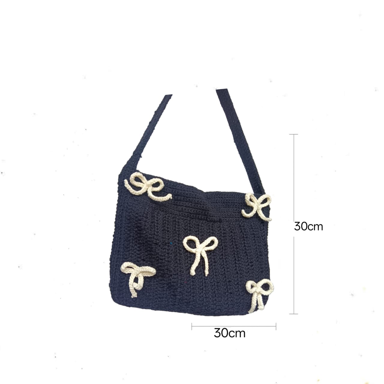 Black🖤 Bow Accent Crochet🧶 Shoulder Bag 👜🎀