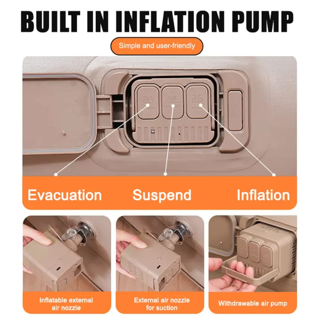 One Click  👆Inflation  💨Double Air Bed 🛌 – Premium Inflatable Mattress with Built-In Pump 🔋 & Pillow