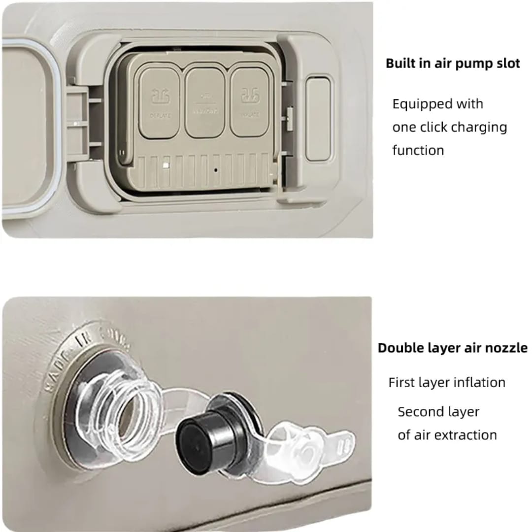 One Click  👆Inflation  💨Double Air Bed 🛌 – Premium Inflatable Mattress with Built-In Pump 🔋 & Pillow