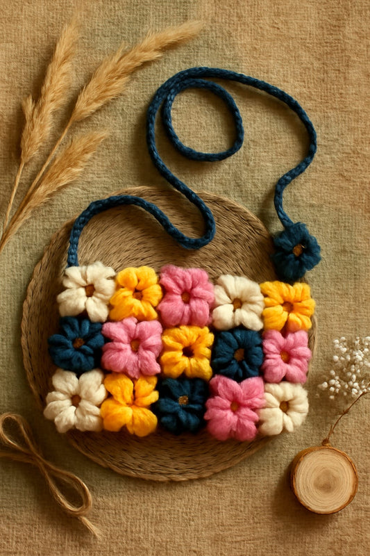 Multicolor🌈 Handmade Crochet🧶 Flower🌸🌼 Sling Ba