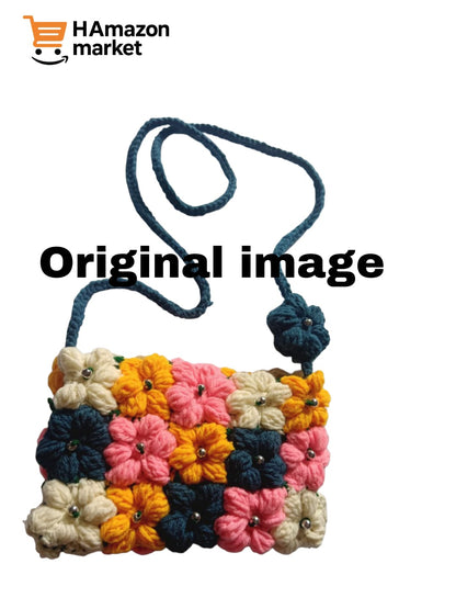 Multicolor🌈 Handmade Crochet🧶 Flower🌸🌼 Sling Ba