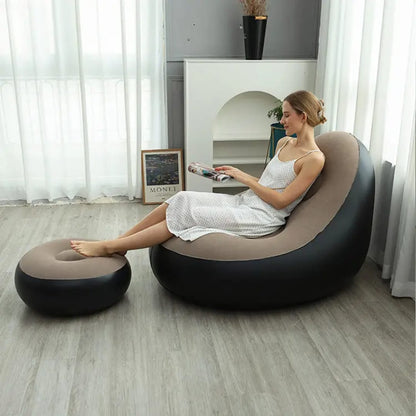 Premium Inflatable Sofa🛋 Chair with Footrest – Portable Lounge Seating for Home & Office