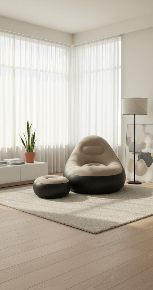 Premium Inflatable Sofa🛋 Chair with Footrest – Portable Lounge Seating for Home & Office