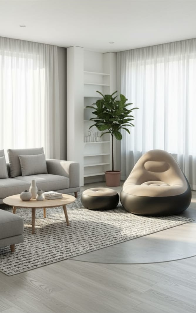 Premium Inflatable Sofa🛋 Chair with Footrest – Portable Lounge Seating for Home & Office