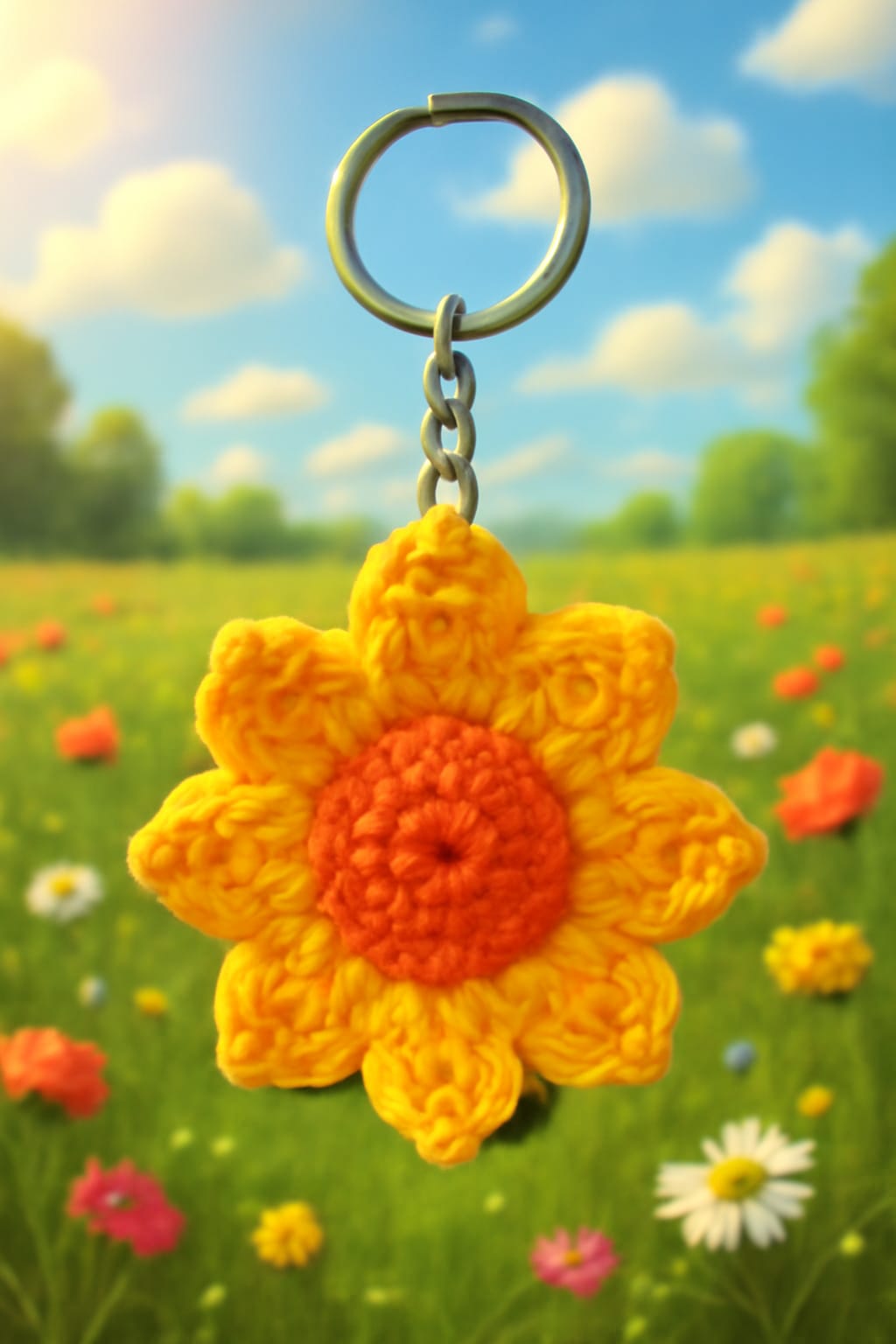 Handmade🧶 Crochet🧵 🌻 Keychain – Cute Yellow💛 Flower🌼 Bag Charm
