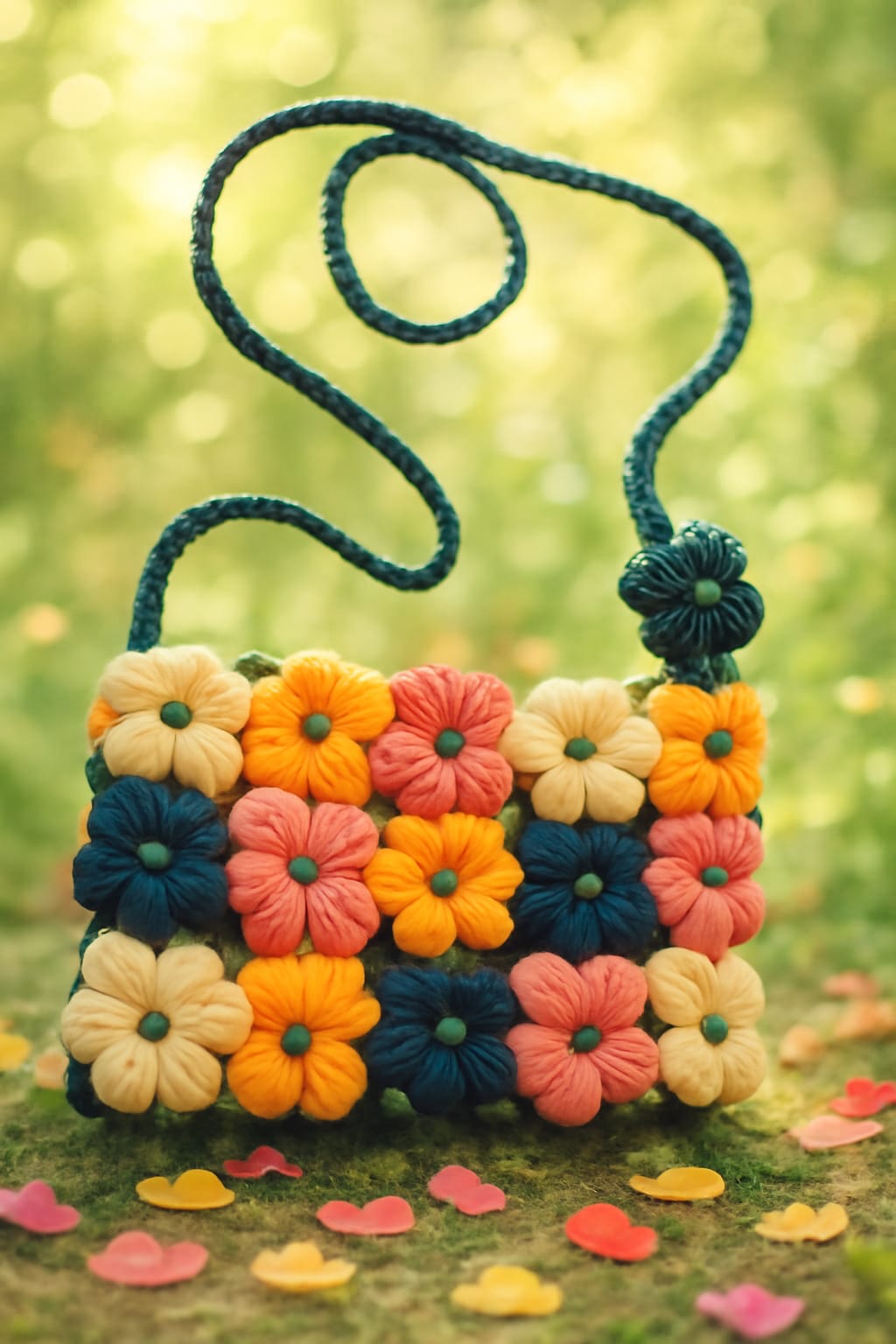 Multicolor🌈 Handmade Crochet🧶 Flower🌸🌼 Sling Ba